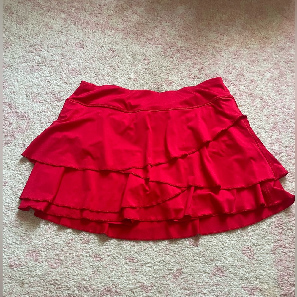 Jofit Dahlia Ace Red Tiered Athletic Skirt Skort Sz Med
